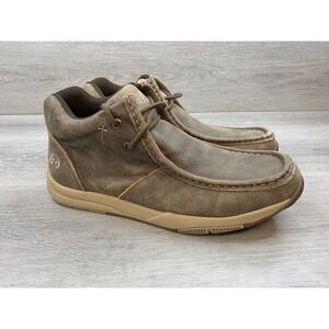 Roper Men's Distressed Brown Leather Moc Toe Chuka Boots 10EE Comfort Shoes